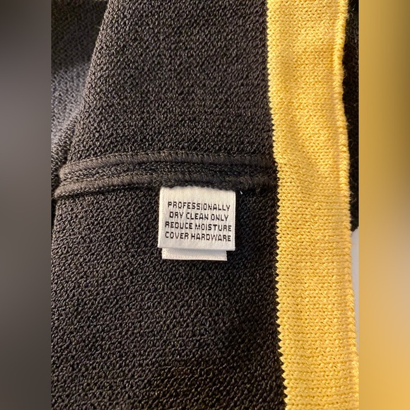 St John Collection Marie Gray Navy w/ Yellow Knit Cardigan Jacket Chain Detail - Picture 12 of 12